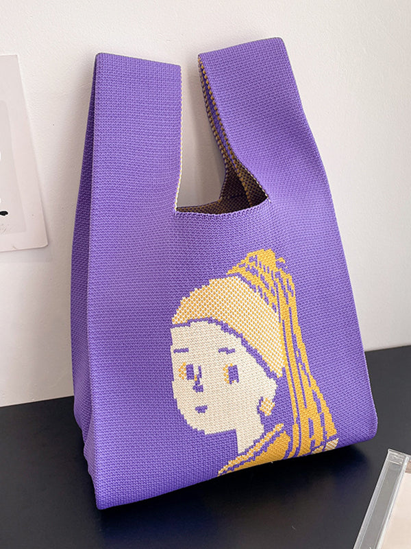 xakxx Contrast Color Figure Woven Woven Handbag