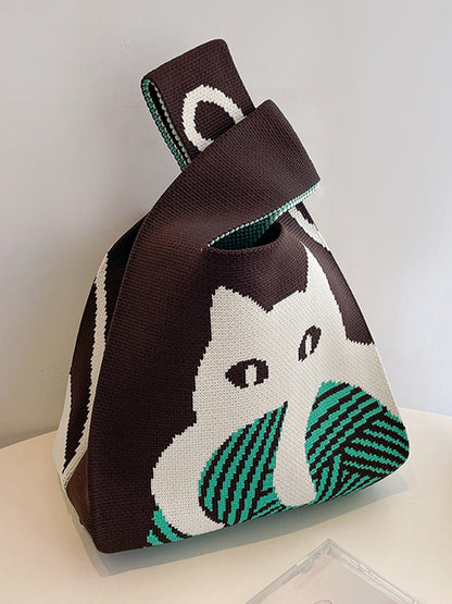 xakxx Contrast Color Streamer Woven Bags Handbag
