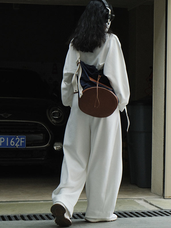xakxx Casual Wide Leg Loose Solid Color Pants