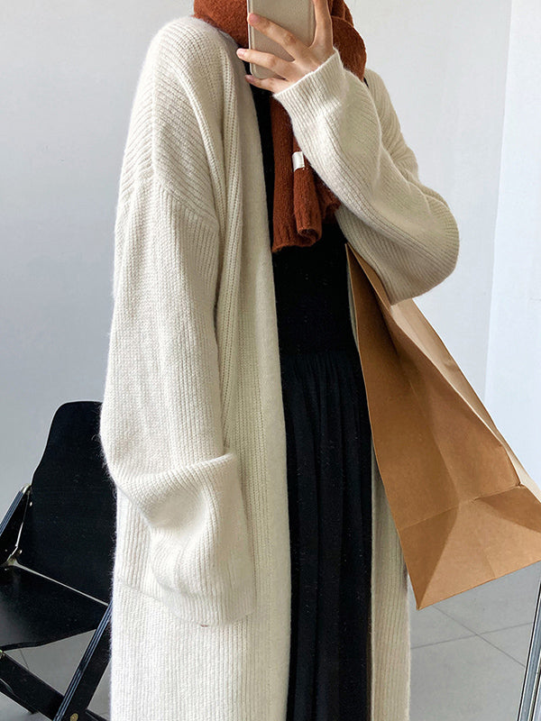 xakxx Casual Loose Solid Color Cardigan Tops