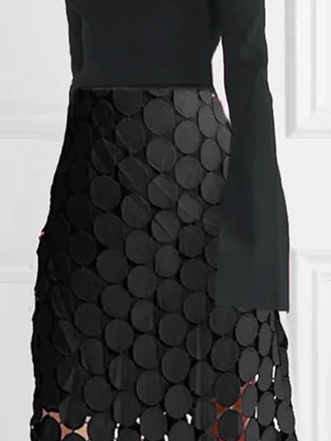 xakxx Loose Hollow Polka-Dot Solid Color Skirts Bottoms