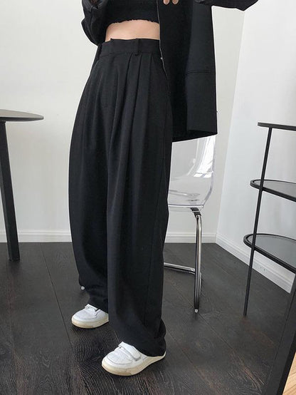 xakxx Solid Color Loose Empire Wide Leg Pants