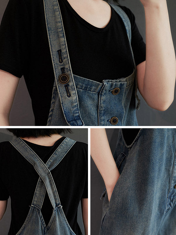 xakxx Original Solid Elasticity Denim Jumpsuits