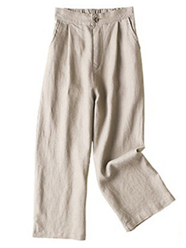 xakxx 5 Colors Line Loose Casual Plus Size Wide-Leg Pants