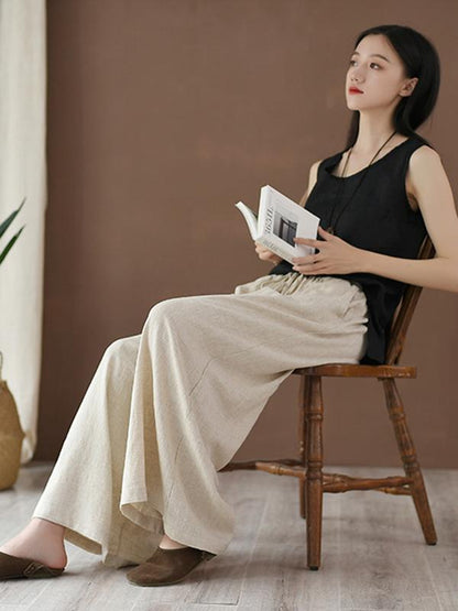 xakxx Vintage Linen Wide Leg Ramie Pants