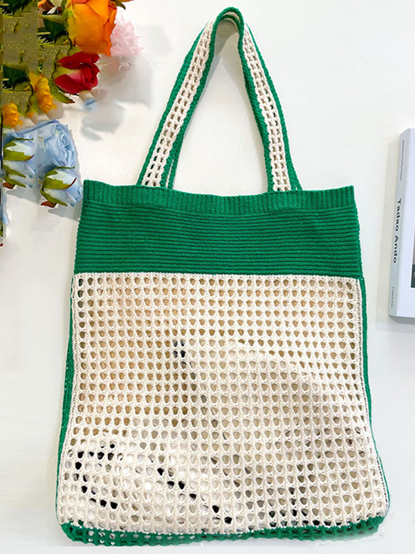 xakxx Beach Contrast Color Hollow Bags Accessories