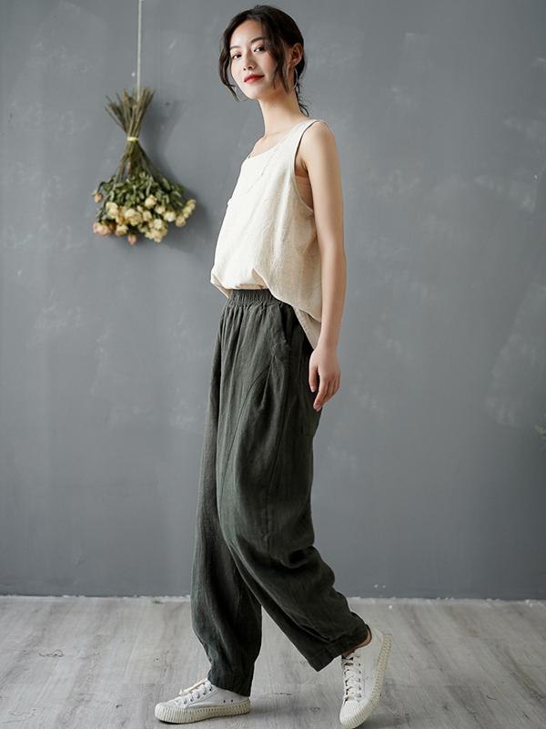 xakxx Loose Solid Color Casual Pants
