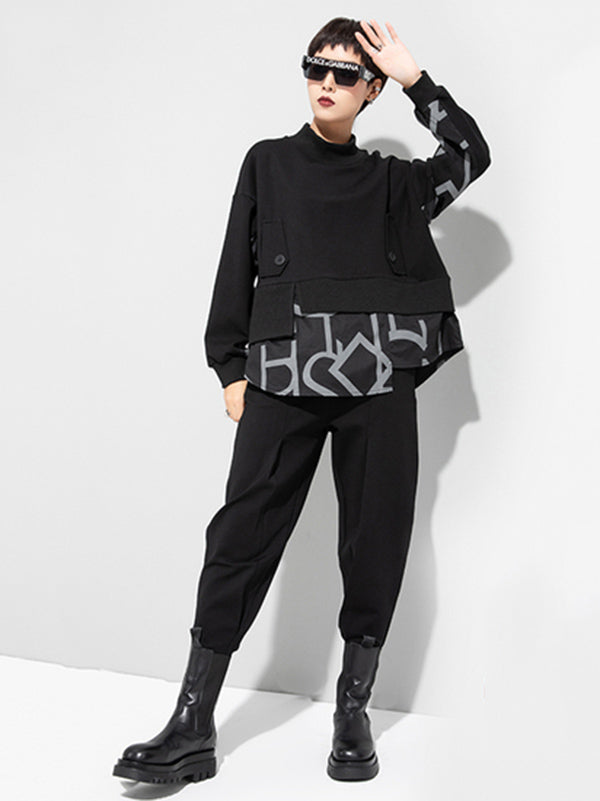 xakxx Original Split-Joint False Two Sweatshirt Tops