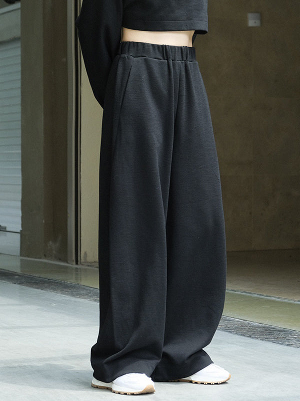 xakxx Casual Wide Leg Loose Solid Color Pants