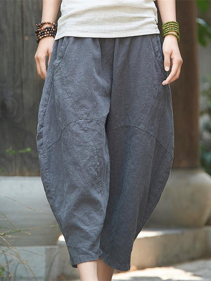 xakxx Loose Pure Color Comfortable Linen bloomers