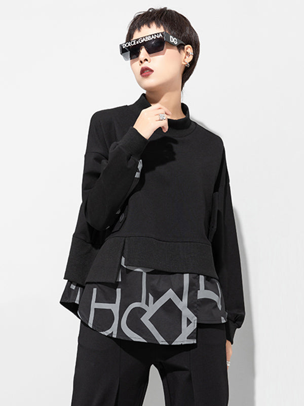 xakxx Original Split-Joint False Two Sweatshirt Tops