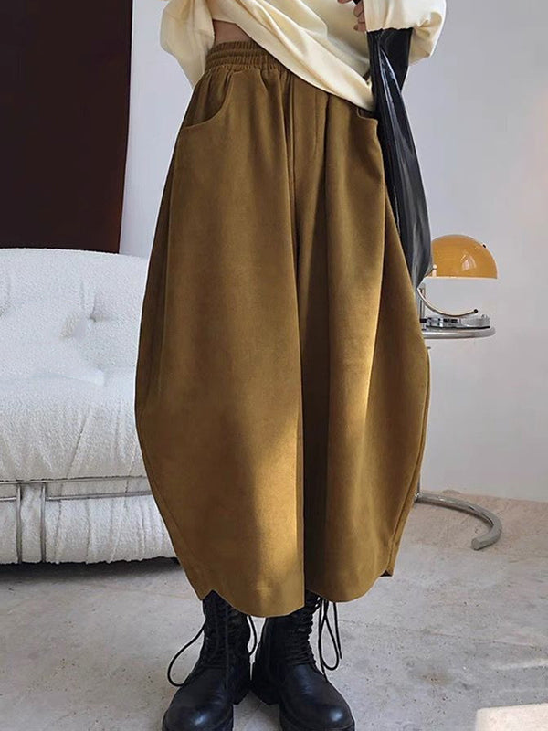 xakxx Harem Pants Wide Leg Elasticity Solid Color Split-Joint Pants Trousers