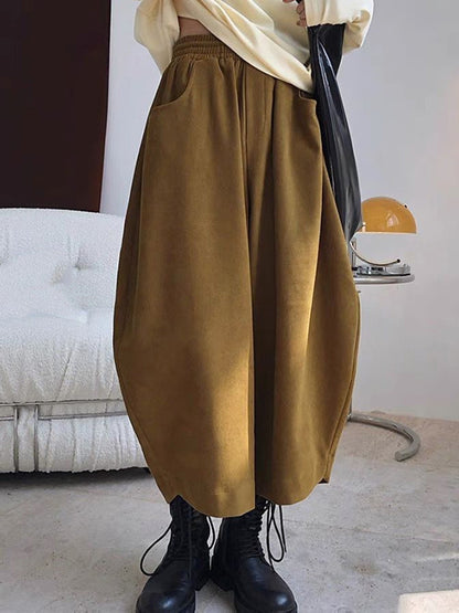 xakxx Harem Pants Wide Leg Elasticity Solid Color Split-Joint Pants Trousers