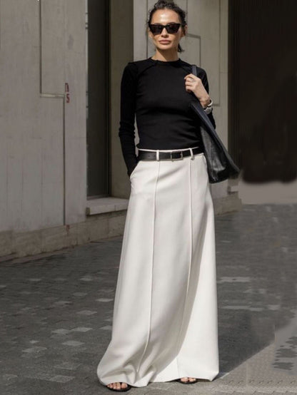 xakxx Stylish H-Line Solid Color Skirts Bottoms