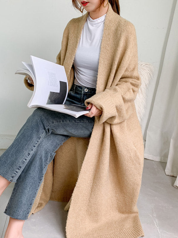 xakxx Urban Simple Loose Solid Color Knitting Cardigan Coat