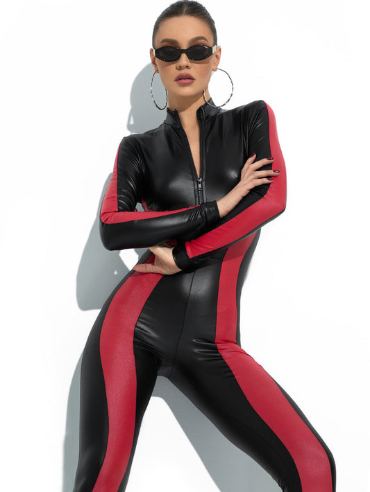 xakxx  Zipper Flexible Close-Fitting Sports Jumpsuit