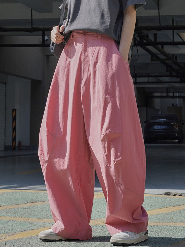 xakxx Loose Wide Leg Solid Color Split-Joint Casual Pants Bottoms Trousers