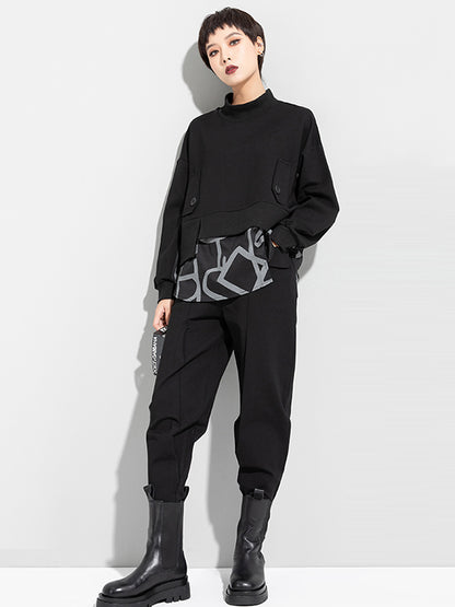 xakxx Original Split-Joint False Two Sweatshirt Tops