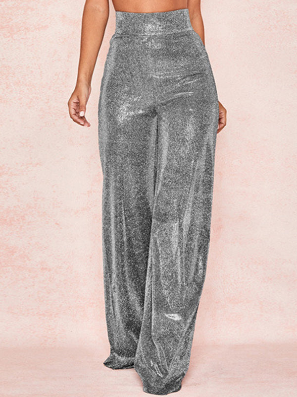 xakxx Loose Wide Leg High-Waisted Split-Joint Pants Trousers