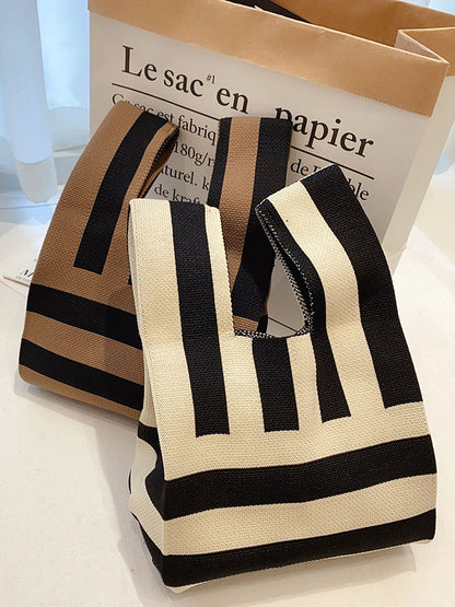xakxx Knitting Checkerboard Zebra-Stripe Striped Bags Accessories Handbags