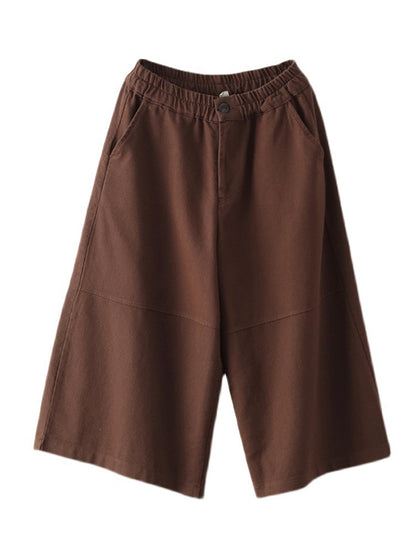 xakxx Simple Wide Leg Loose Solid Color Casual Pants Bottoms