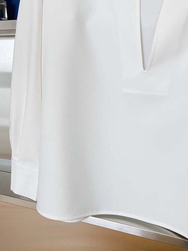 xakxx Long Sleeves Loose Solid Color Lapel Blouses