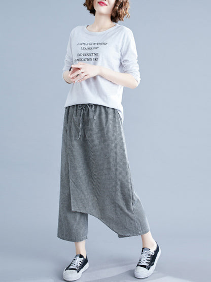 xakxx Original Plaid Irregularity Column Pants