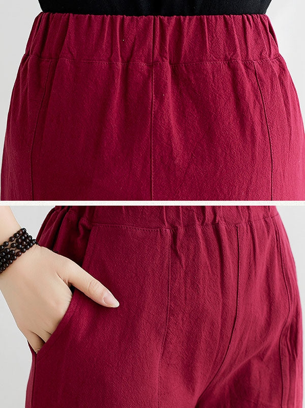 xakxx Wide Leg Loose Elasticity Solid Color Casual Pants Bottoms