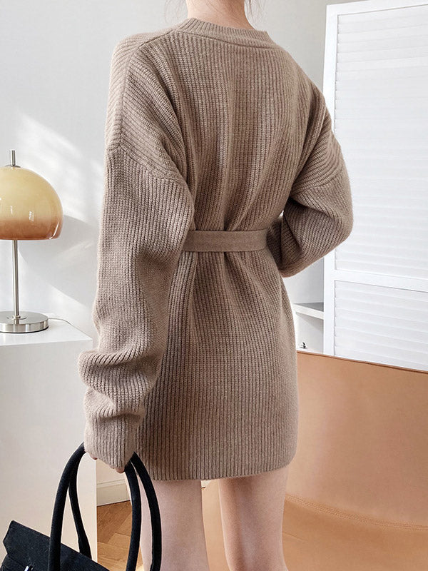 xakxx Loose Lace-Up Knitting Dress