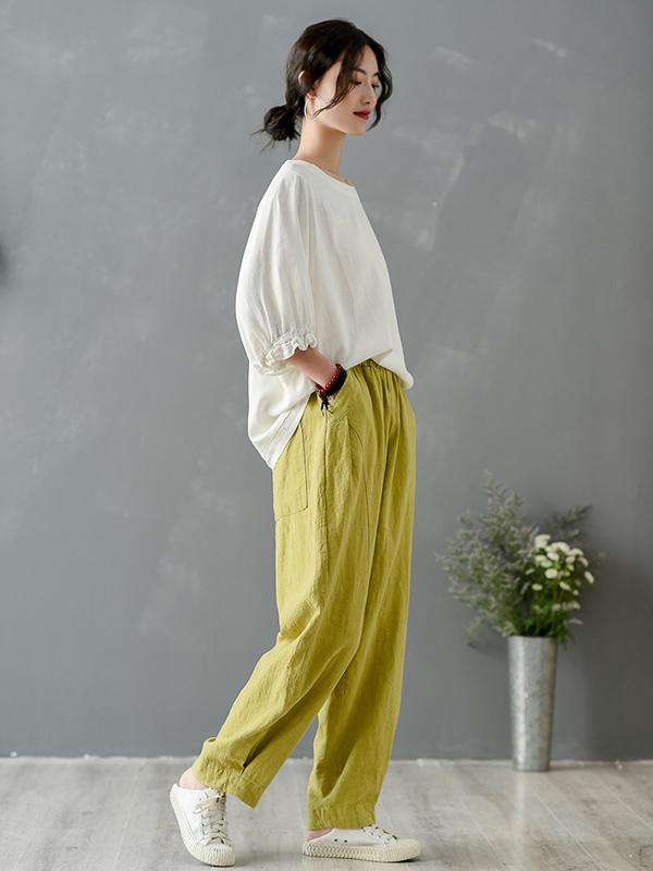 xakxx Loose Solid Color Casual Pants