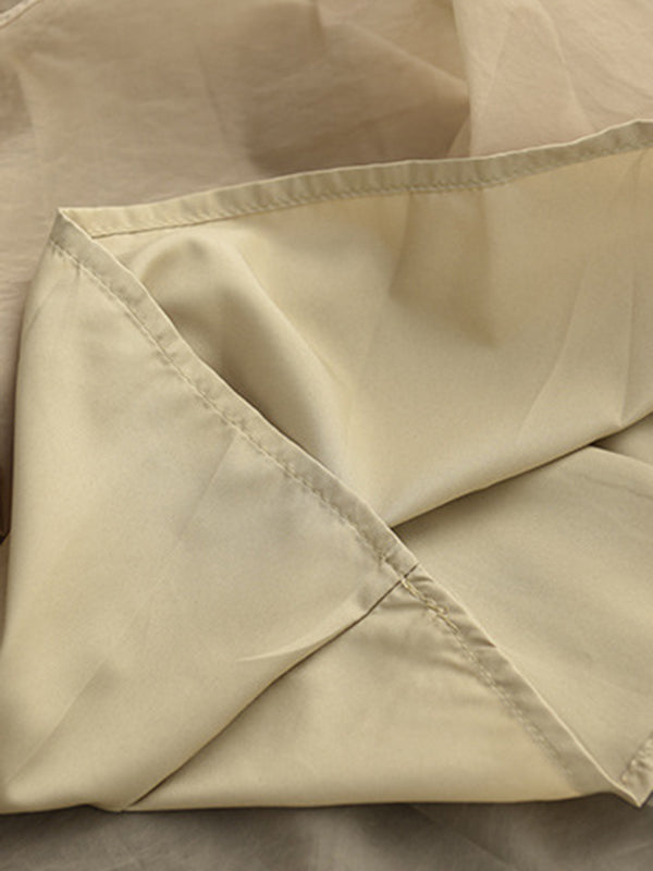 xakxx Simple Loose Solid Color Split-Joint Bubble Skirt