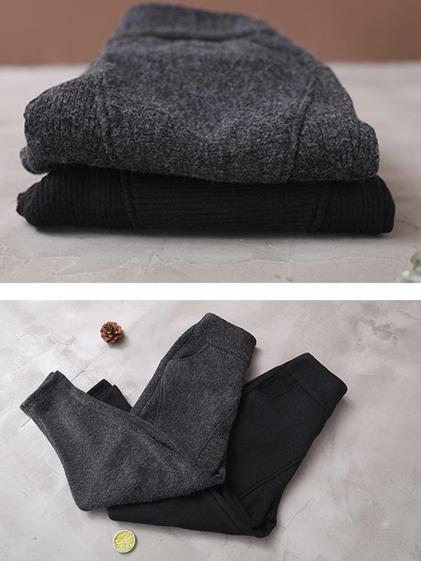 xakxx Loose Stitching Velvet Thickening Pants