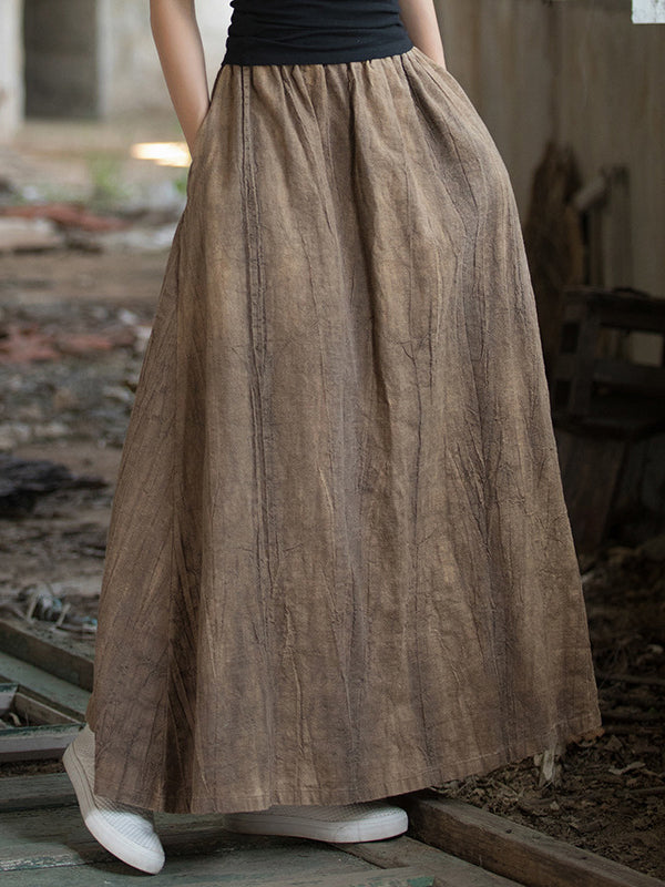 xakxx Loose Elasticity Pockets Tie-Dyed Skirts Bottoms