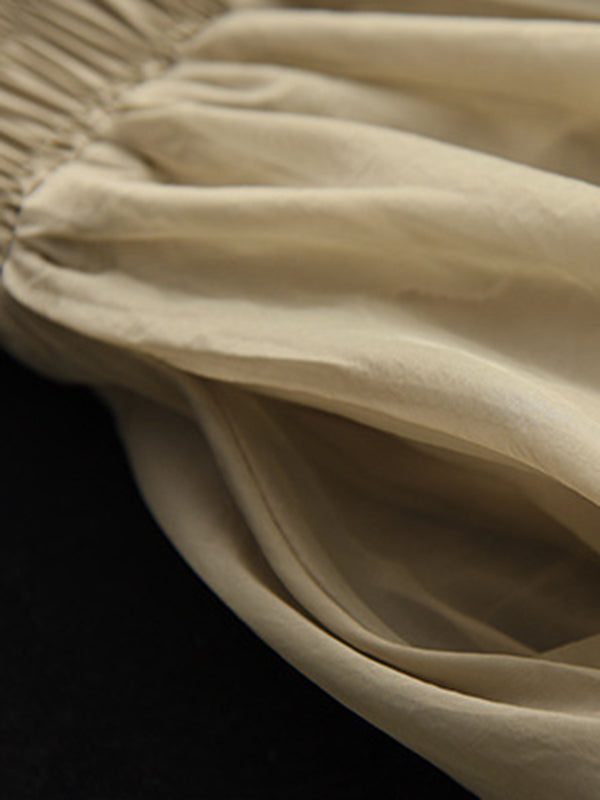 xakxx Simple Loose Solid Color Split-Joint Bubble Skirt