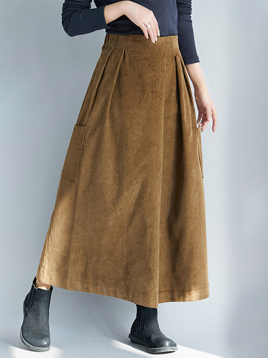 xakxx Super Loose Vintage Zipper Corduroy Wide-Leg Pants