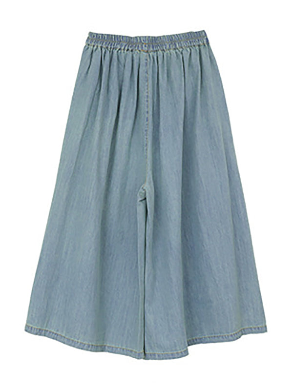 xakxx Artistic Retro Loose Wide Legs Elasticity Jean Pants