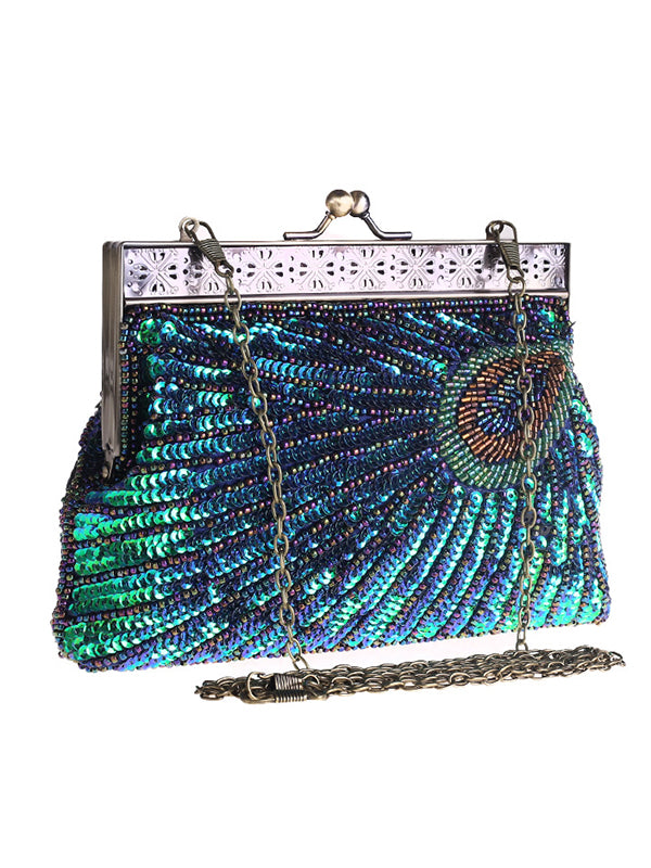 xakxx 4 Colors Urban Geometric Sequined Makeup Bag Handbag