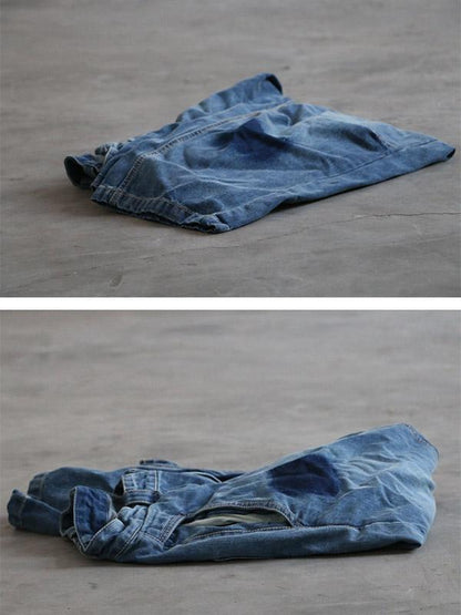 xakxx Loose Vintage Faded Ruffled Jean Pants