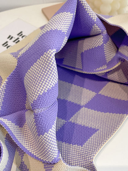 xakxx Contrast Color Letter Print Woven Bags Handbag