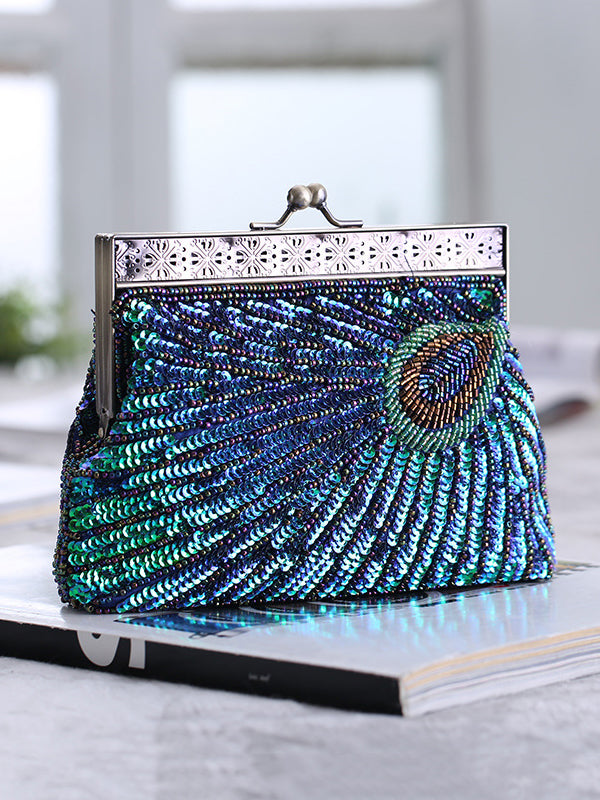 xakxx 4 Colors Urban Geometric Sequined Makeup Bag Handbag