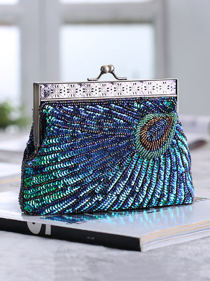 xakxx 4 Colors Urban Geometric Sequined Makeup Bag Handbag