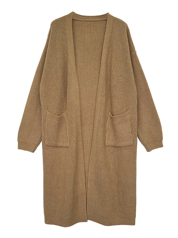xakxx Casual Loose Solid Color Cardigan Tops