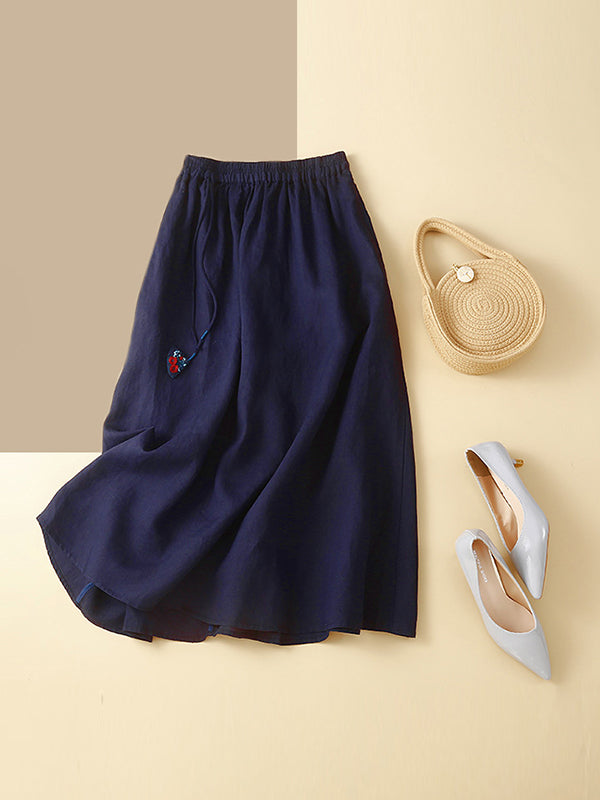 xakxx A-Line Loose Drawstring Elasticity Skirts