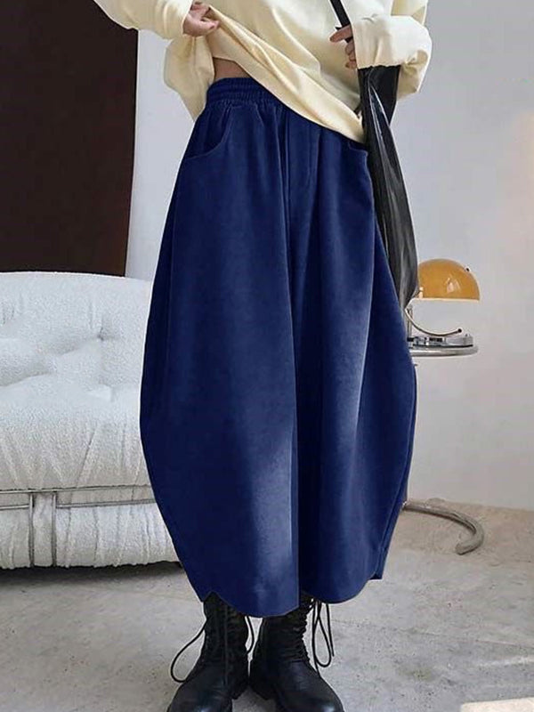 xakxx Harem Pants Wide Leg Elasticity Solid Color Split-Joint Pants Trousers
