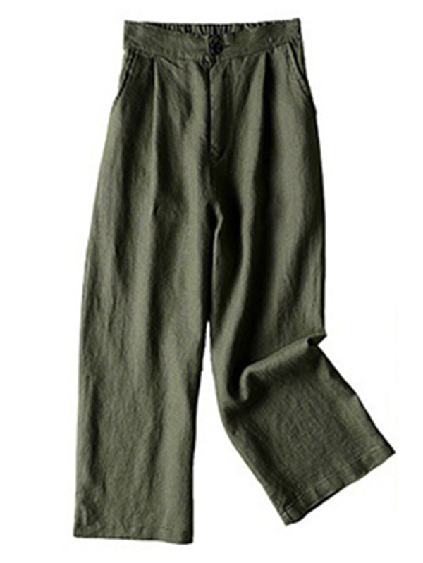 xakxx 5 Colors Line Loose Casual Plus Size Wide-Leg Pants