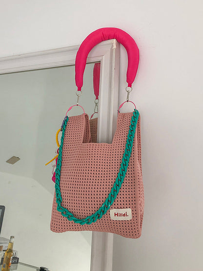 xakxx Chains Hollow Woven Shoulder Bags Handbags