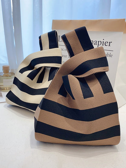 xakxx Knitting Checkerboard Zebra-Stripe Striped Bags Accessories Handbags