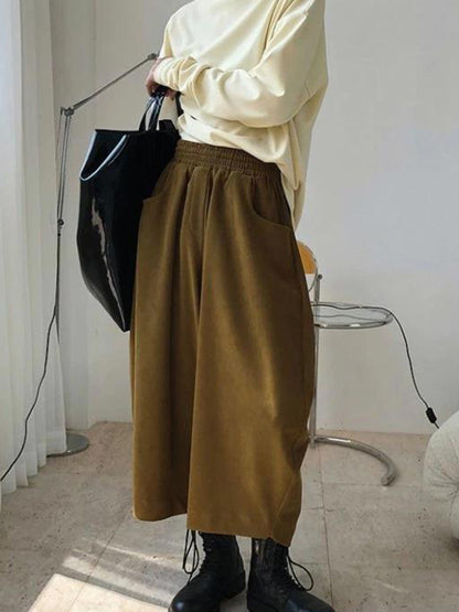 xakxx Harem Pants Wide Leg Elasticity Solid Color Split-Joint Pants Trousers