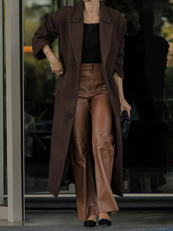 xakxx High Waisted Straight Leg Split-Joint Pants Trousers