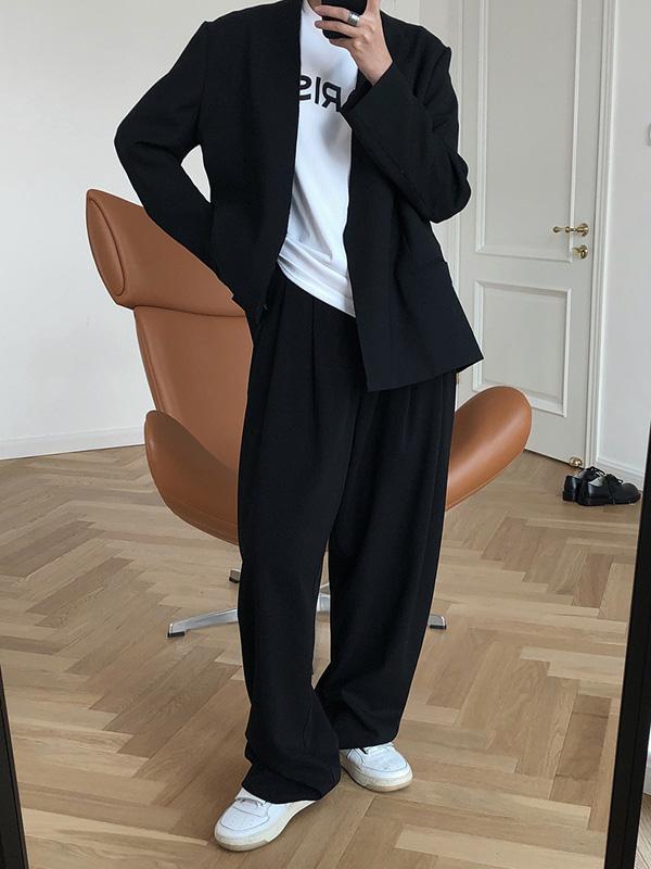 xakxx Solid Color Loose Empire Wide Leg Pants
